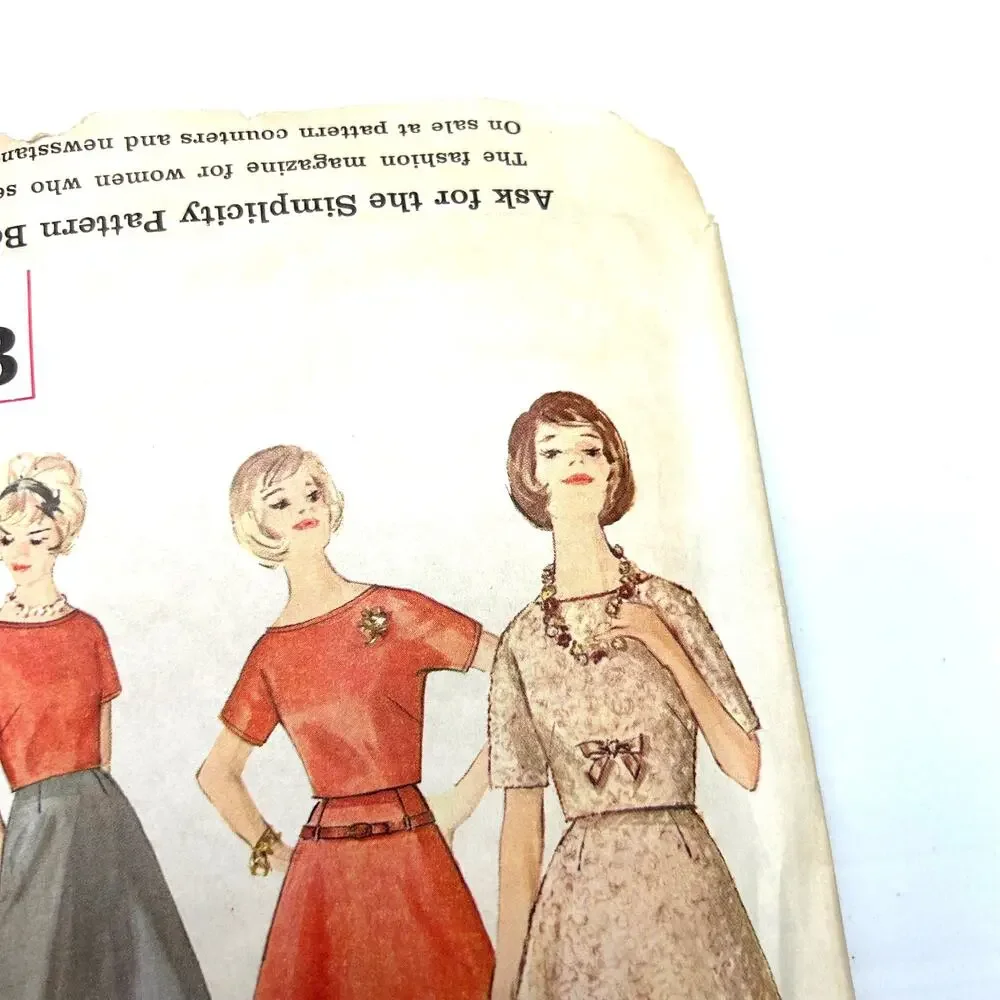 Simplicity Vintage 1960's? Pattern #4563 Junior Misses Top and Skirt Size 14 HTF